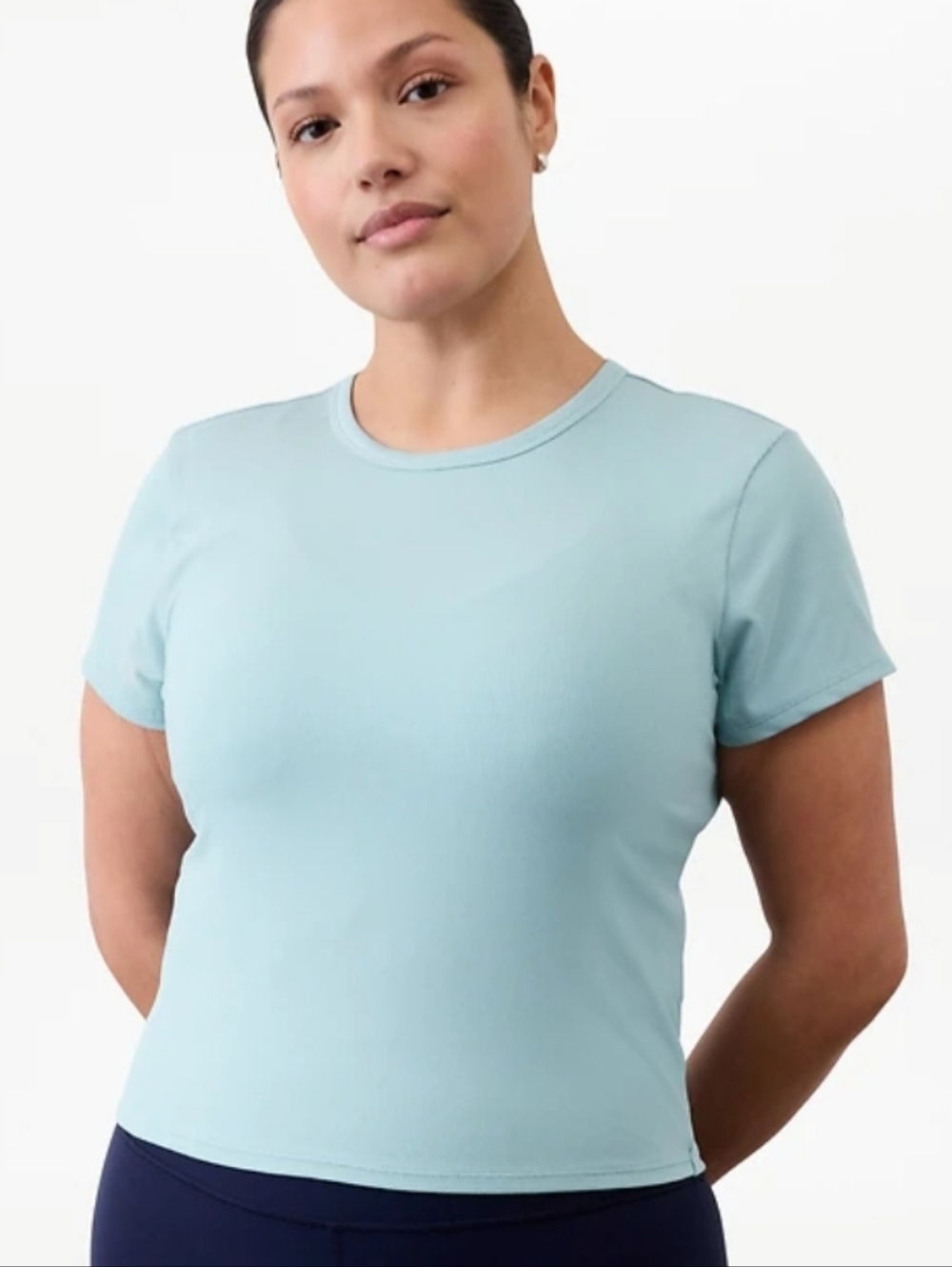 🆕️👕ATHLETA Signature Rib Crop Tee, Blue, Sz XL